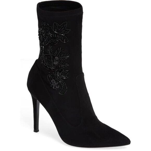 Nina - Black Pointed Booties - New - Picture 1 of 11